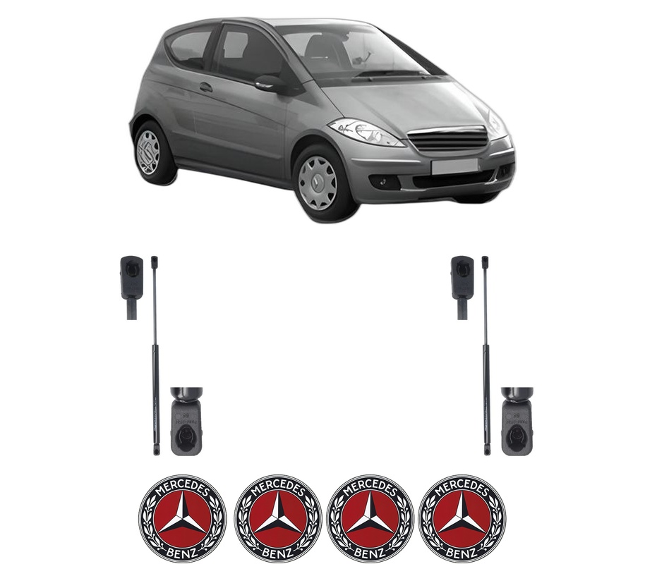 Set amortizoare portbagaj haion pentru MERCEDES-BENZ A-CLASS (W169) din 2004-2012, 2 bucati, MAGNUM TECHNOLOGY, 4 stickere auto MERCEDES-BENZ