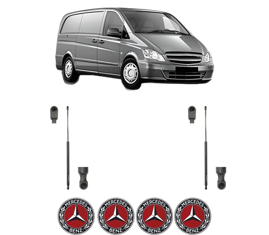 Set amortizoare portbagaj haion pentru MERCEDES-BENZ VITO Van (W447) din 2014-2021, 2 bucati, KROSNO, 4 stickere auto MERCEDES-BENZ