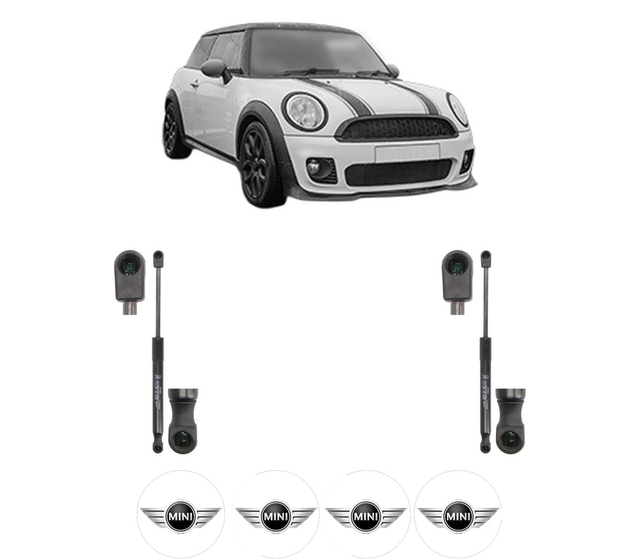Set amortizoare portbagaj haion pentru MINI CLUBMAN (F54) din 2014-2024, 2 bucati, KROSNO, 4 stickere auto MINI
