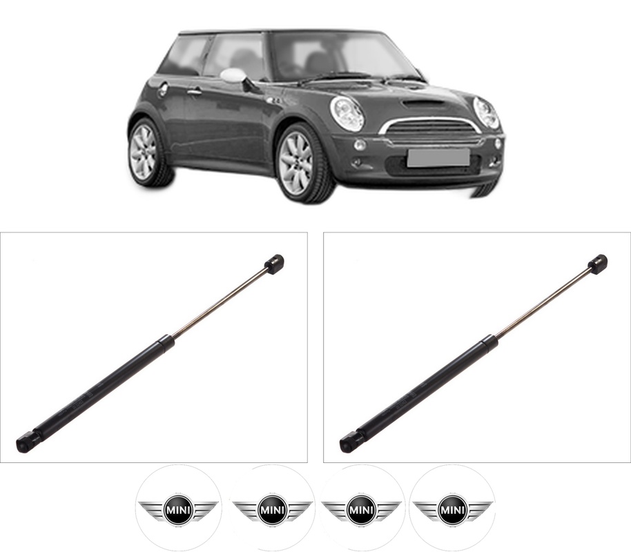 Set amortizoare portbagaj haion pentru MINI (R50, R53) din 2001-2006, 2 bucati, KROSNO, 4 stickere auto MINI