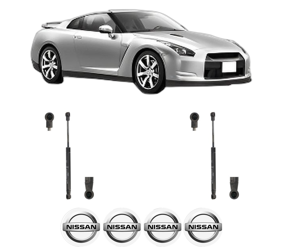 Set amortizoare portbagaj haion pentru NISSAN GT-R (R35) din 2007-2011, 2 bucati, KROSNO, 4 stickere auto NISSAN