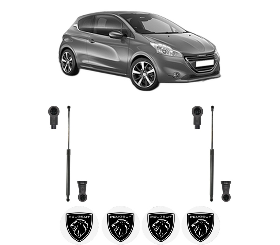 Set amortizoare portbagaj haion pentru PEUGEOT 208 I (CA_, CC_) din 2012-2019, 2 bucati, KROSNO, 4 stickere auto PEUGEOT