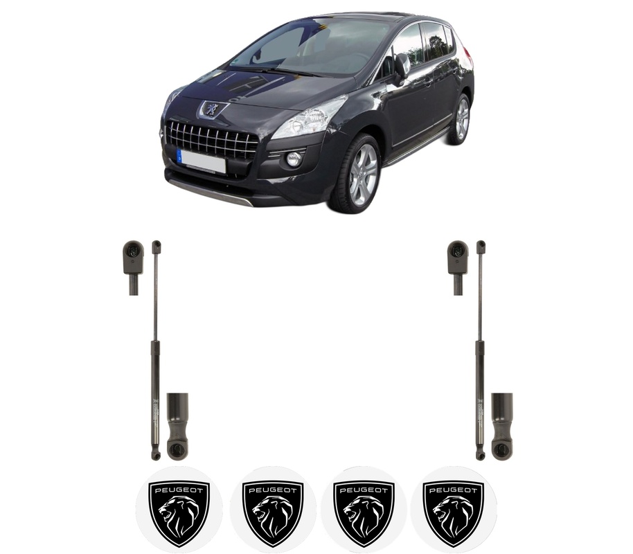 Set amortizoare portbagaj haion pentru PEUGEOT 3008 I MPV (0U_) din 2009-2016, 2 bucati, KROSNO, 4 stickere auto PEUGEOT