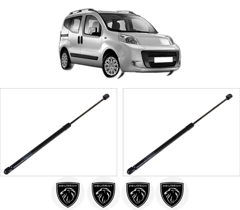 Set amortizoare portbagaj haion pentru PEUGEOT BIPPER TEPEE din 2008-2010, 2 bucati, KROSNO, 4 stickere auto PEUGEOT