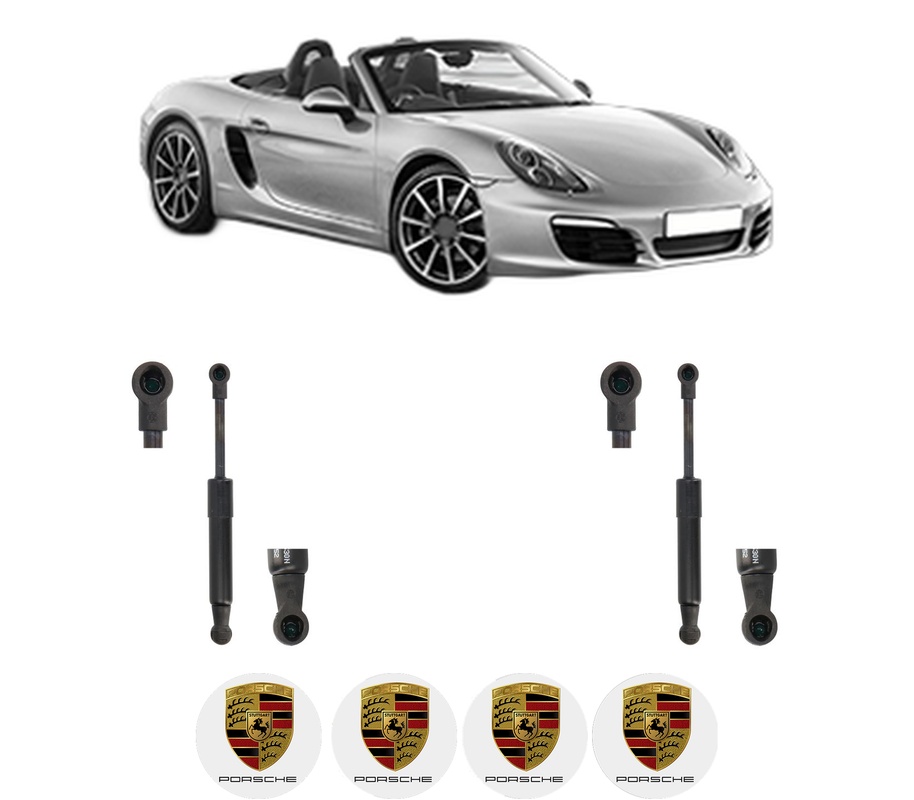 Set amortizoare portbagaj haion pentru PORSCHE BOXSTER (981) din 2012-2016, 2 bucati, KROSNO, 4 stickere auto PORSCHE