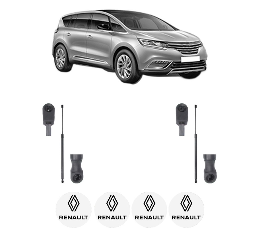 Set amortizoare portbagaj haion pentru RENAULT ESPACE V (JR_) din 2015-2023, 2 bucati, KROSNO, 4 stickere auto RENAULT