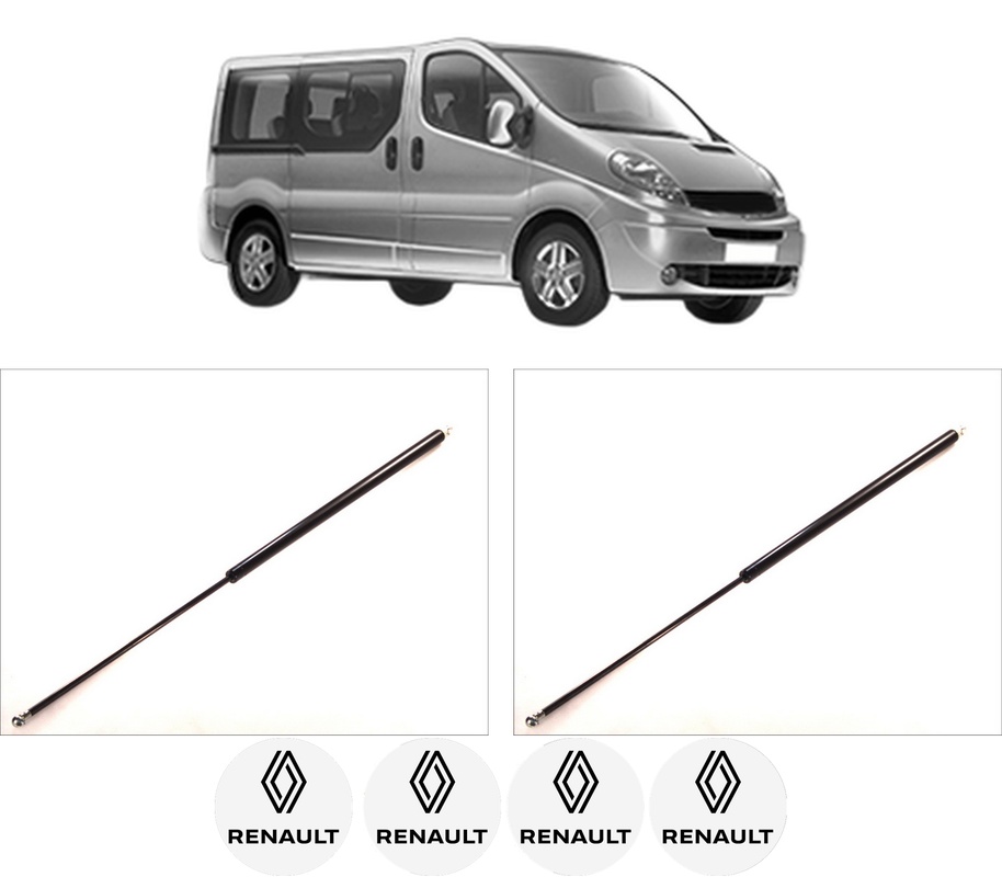 Set amortizoare portbagaj haion pentru RENAULT TRAFIC II Bus (JL) din 2001-2018, 2 bucati, KROSNO, 4 stickere auto RENAULT