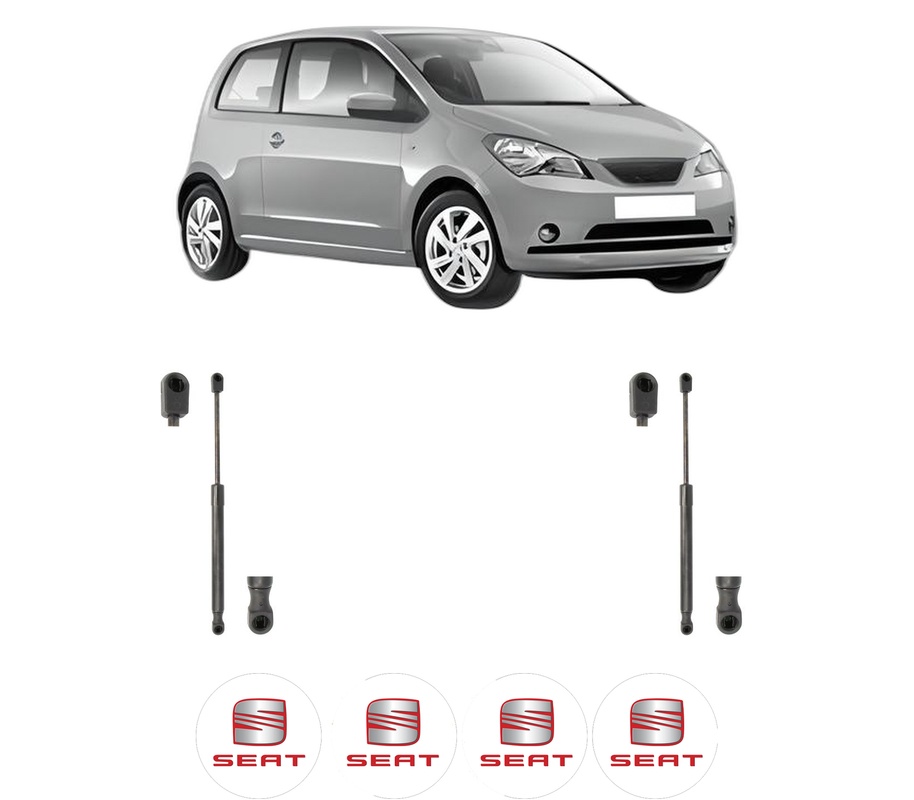 Set amortizoare portbagaj haion pentru SEAT Mii (KF1, KE1) din 2011-2020, 2 bucati, KROSNO, 4 stickere auto SEAT