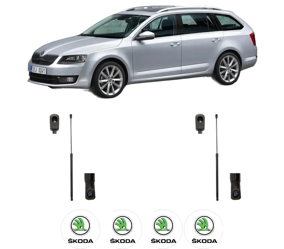 Set amortizoare portbagaj haion pentru SKODA OCTAVIA III Combi (5E5, 5E6) din 2012-2020, 2 bucati, MAGNUM TECHNOLOGY, 4 stickere auto SKODA