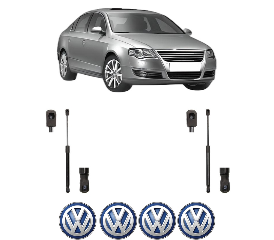 Set amortizoare portbagaj haion pentru VW PASSAT B6 (3C2) din 2005-2010, 2 bucati, MAGNUM TECHNOLOGY, 4 stickere auto VW