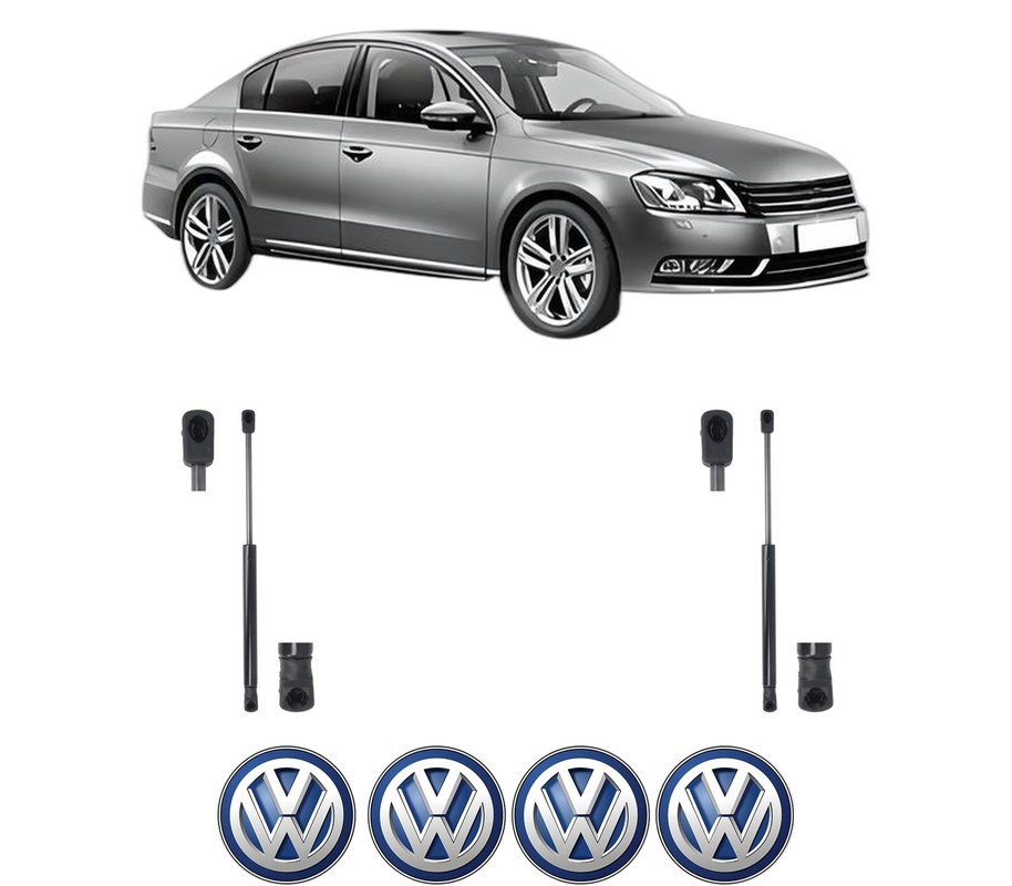 Set amortizoare portbagaj haion pentru VW PASSAT B7 (362) din 2010-2014, 2 bucati, MAGNUM TECHNOLOGY, 4 stickere auto VW