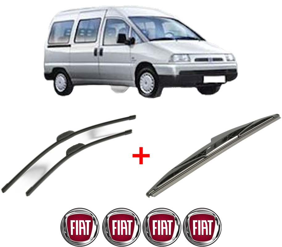 Set 3 stergatoare FIAT SCUDO Bus (270_, 272_) din 2007 - 2016, pentru parbriz si luneta fata si spate auto, Bosch Twin, din cauciuc siliconat rezistent, 4 Stickere Auto FIAT