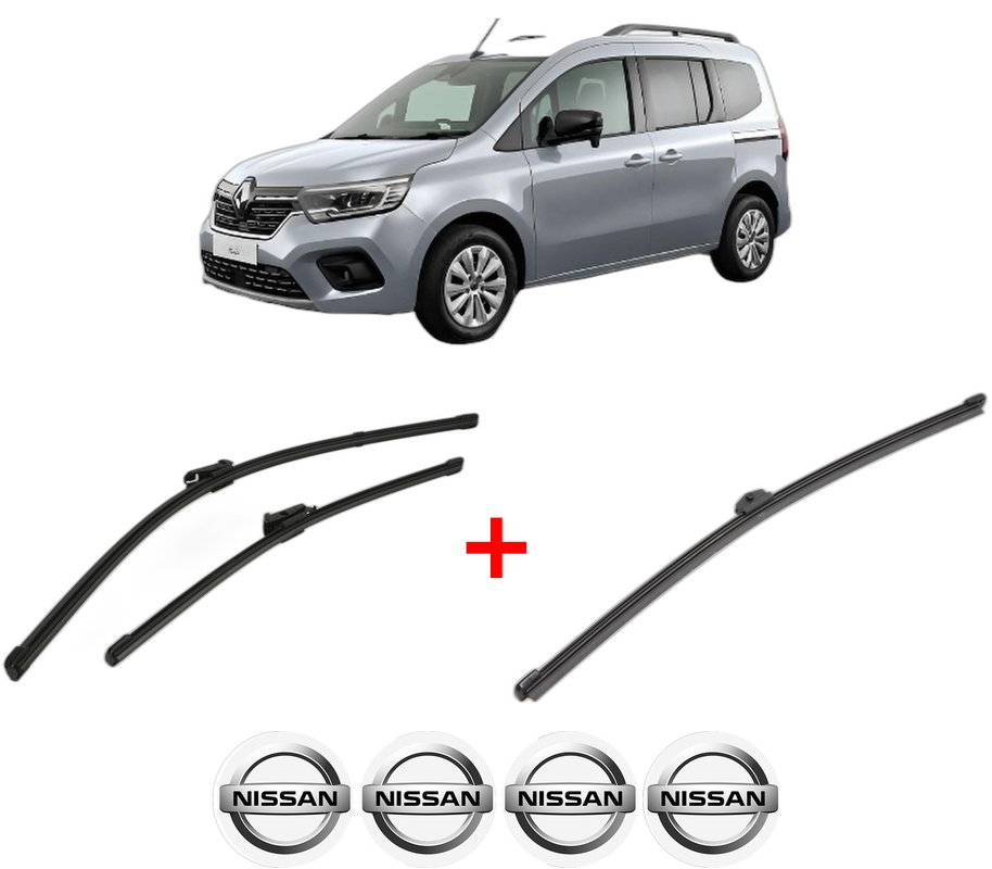Set 3 stergatoare NISSAN TOWNSTAR Box Body/MPV (XFK) din 2021, pentru parbriz si luneta fata si spate auto, Valeo Silencio Xtrm, din cauciuc siliconat rezistent, 4 Stickere Auto NISSAN
