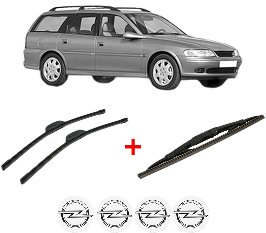 Set 3 stergatoare OPEL VECTRA B Estate (J96) din 1996 - 2003, pentru parbriz si luneta fata si spate auto, Bosch Twin, din cauciuc siliconat rezistent, 4 Stickere Auto OPEL