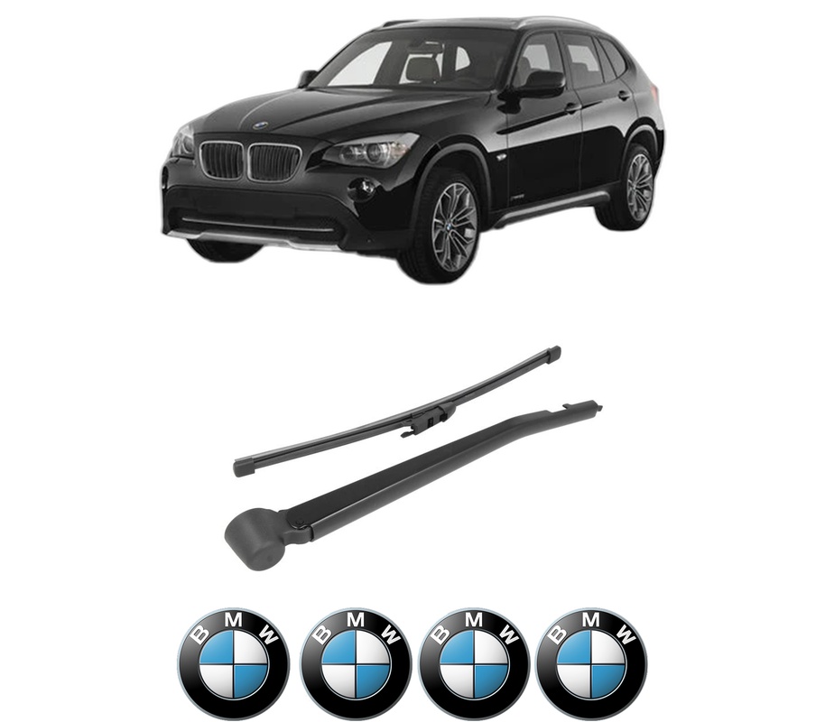 Set brat stergator spate cu lamela pentru BMW X1 (E84) din 2009-2015, pentru spate, din cauciuc siliconat rezistent, Cri-Flo, 4 stickere auto BMW
