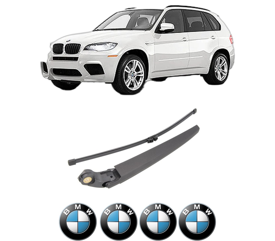 Set brat stergator spate cu lamela pentru BMW X5 (E70) din 2006-2013, pentru spate, din cauciuc siliconat rezistent, Cri-Flo, 4 stickere auto BMW