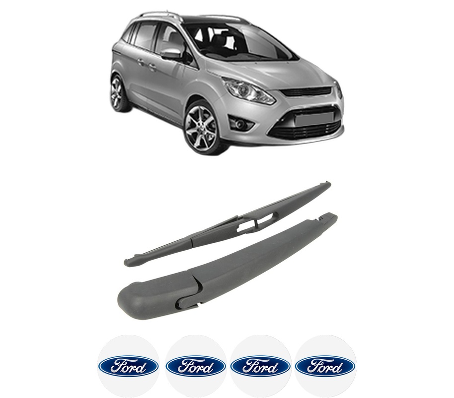 Set brat stergator spate cu lamela pentru FORD C-MAX II (DXA/CB7, DXA/CEU) din 2010-2019, pentru spate, din cauciuc siliconat rezistent, Cri-Flo, 4 stickere auto FORD