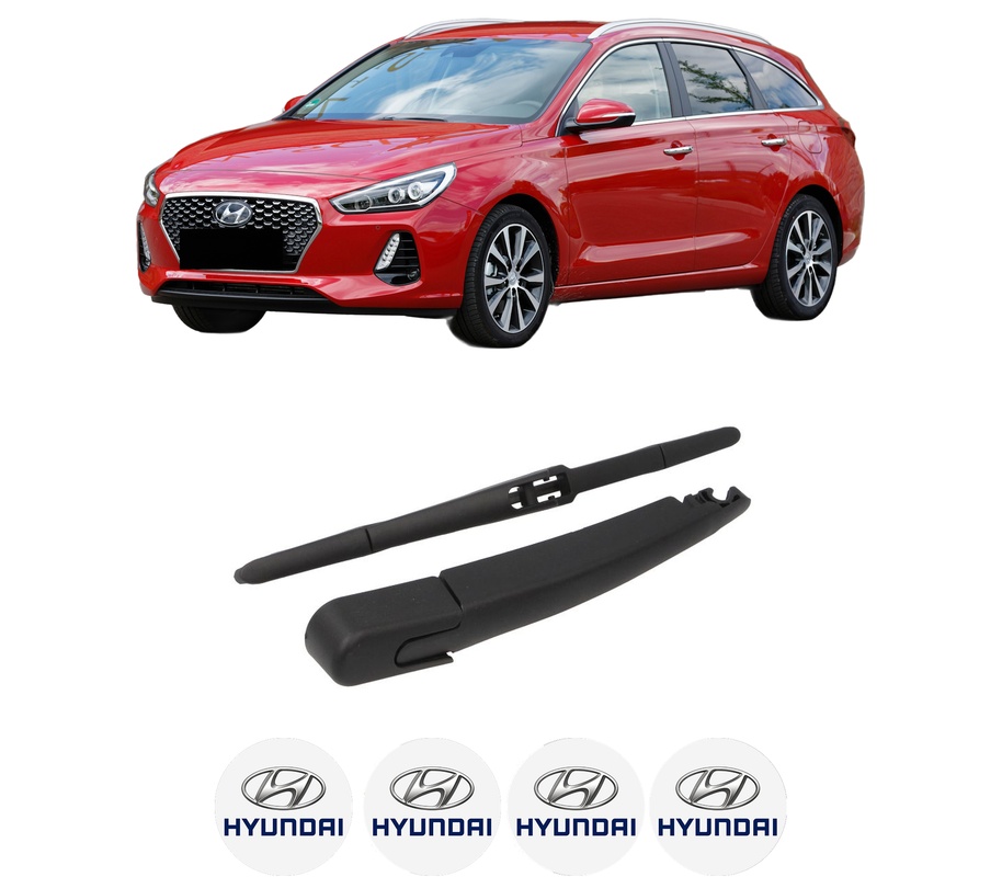 Set brat stergator spate cu lamela pentru HYUNDAI i30 Estate (PDE) din 2017-2020, pentru spate, din cauciuc siliconat rezistent, Cri-Flo, 4 stickere auto HYUNDAI