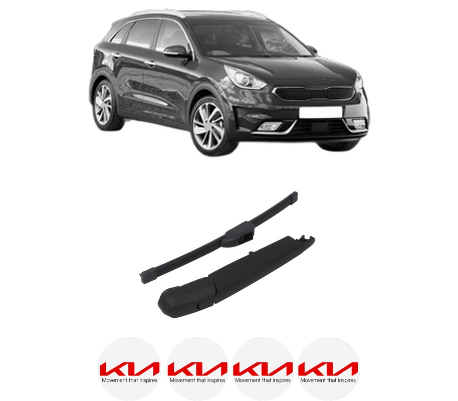 Set brat stergator spate cu lamela pentru KIA NIRO I (DE) din 2016-2022, pentru spate, din cauciuc siliconat rezistent, Cri-Flo, 4 stickere auto KIA