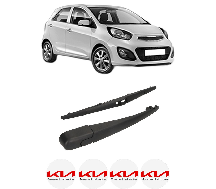 Set brat stergator spate cu lamela pentru KIA PICANTO II (TA) din 2011-2017, pentru spate, din cauciuc siliconat rezistent, Cri-Flo, 4 stickere auto KIA