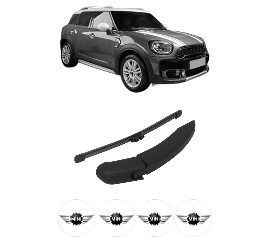 Set brat stergator spate cu lamela pentru MINI MINI COUNTRYMAN (F60) din 2016-2020, pentru spate, din cauciuc siliconat rezistent, Cri-Flo, 4 stickere auto MINI