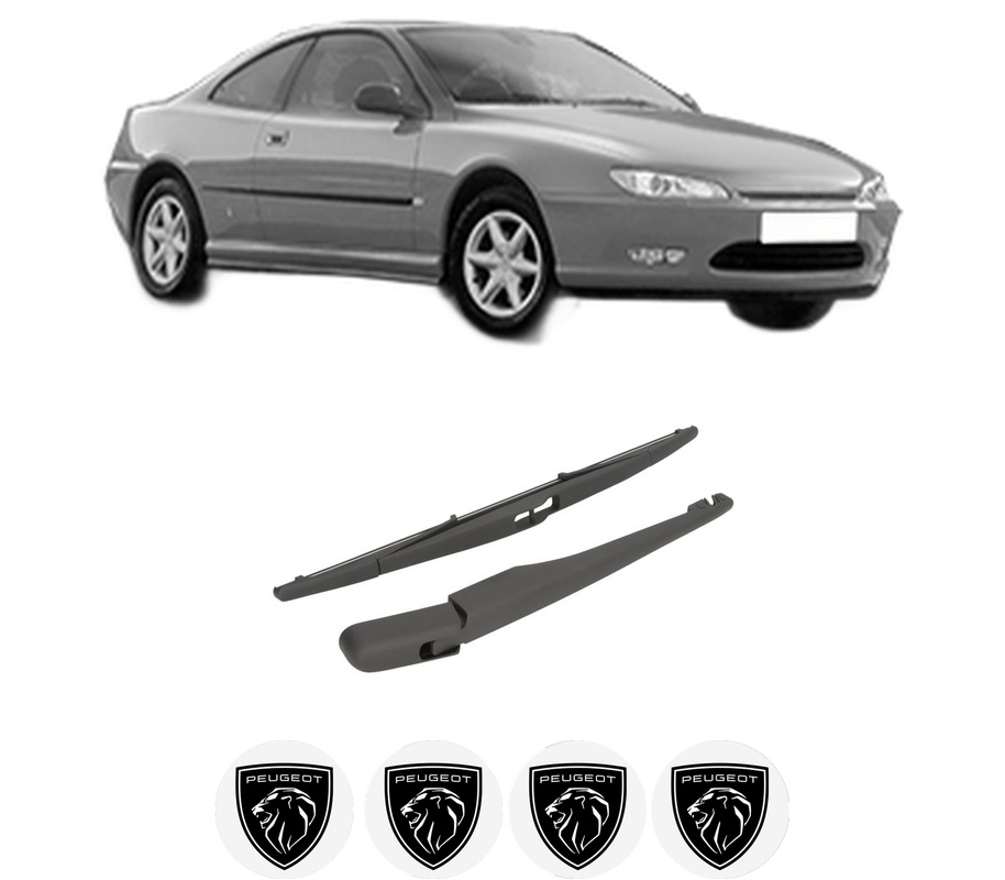 Set brat stergator spate cu lamela pentru PEUGEOT 406 Coupe (8C) din 1997-2004, pentru spate, din cauciuc siliconat rezistent, Cri-Flo, 4 stickere auto PEUGEOT