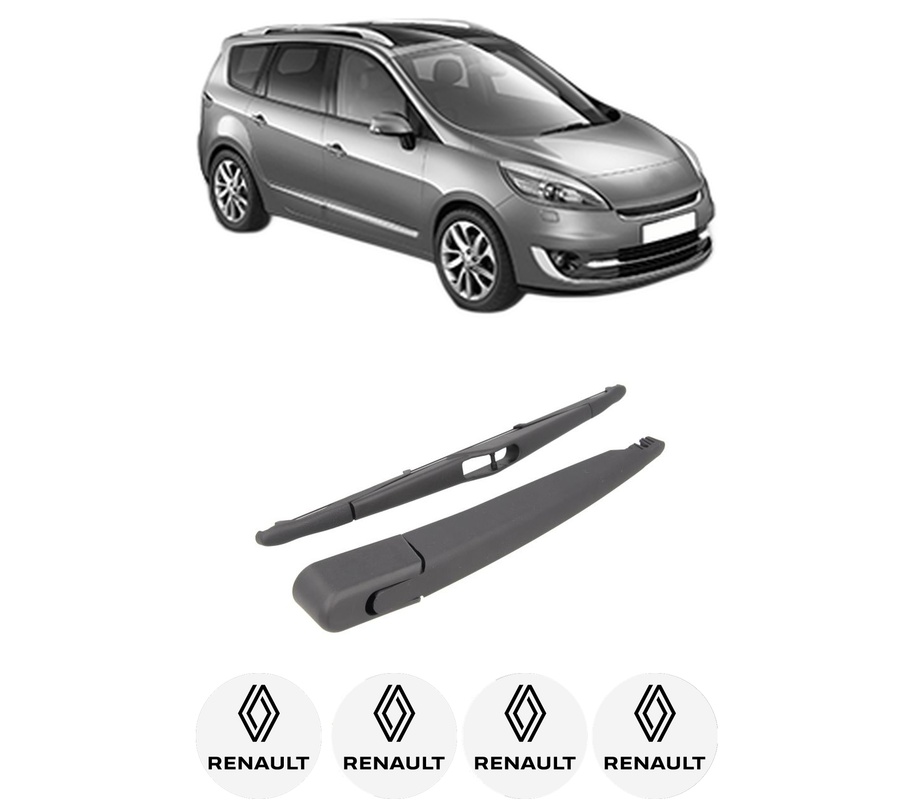Set brat stergator spate cu lamela pentru RENAULT GRAND SCENIC III (JZ0/1_) din 2009-2016, pentru spate, din cauciuc siliconat rezistent, Cri-Flo, 4 stickere auto RENAULT