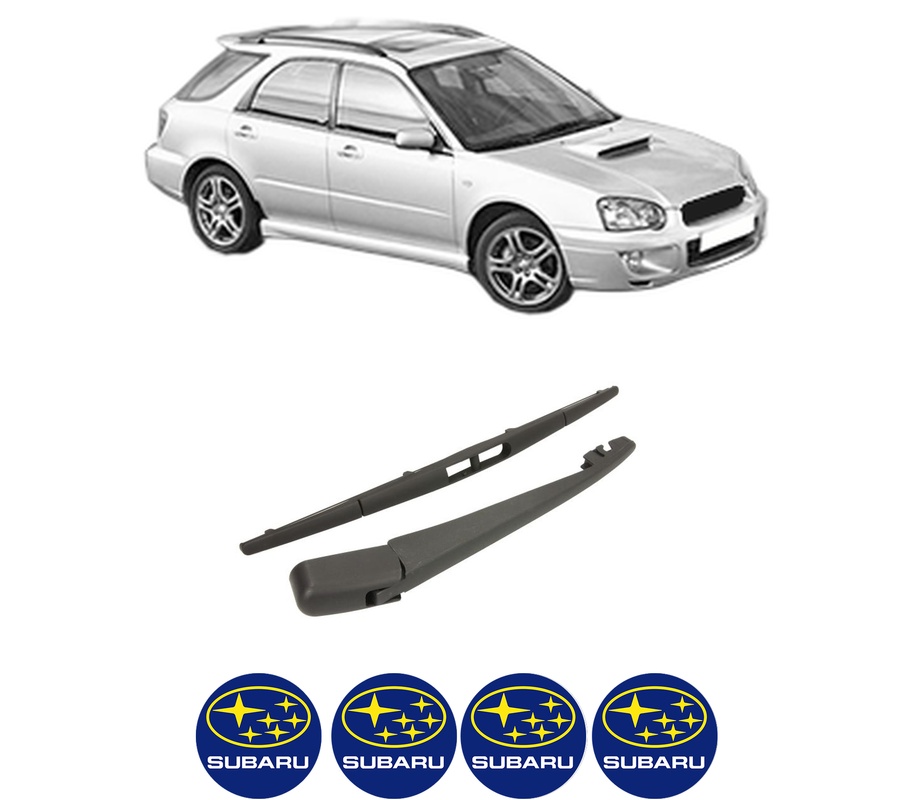 Set brat stergator spate cu lamela pentru SUBARU IMPREZA Estate (GG) din 2000-2008, pentru spate, din cauciuc siliconat rezistent, Cri-Flo, 4 stickere auto SUBARU