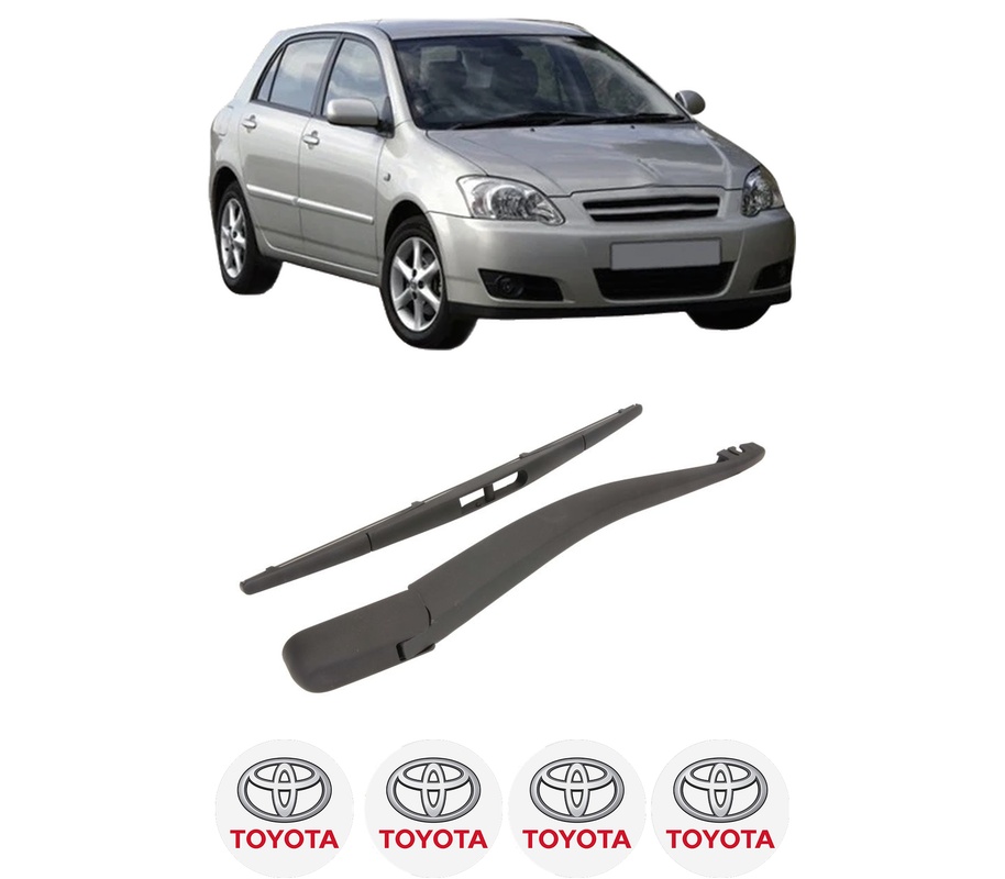 Set brat stergator spate cu lamela pentru TOYOTA COROLLA (_E12_) din 2001-2007, pentru spate, din cauciuc siliconat rezistent, Cri-Flo, 4 stickere auto TOYOTA