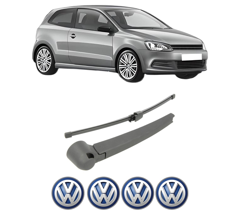 Set brat stergator spate cu lamela pentru VW POLO V (6R1, 6C1) din 2009-2022, pentru spate, din cauciuc siliconat rezistent, Cri-Flo, 4 stickere auto VW