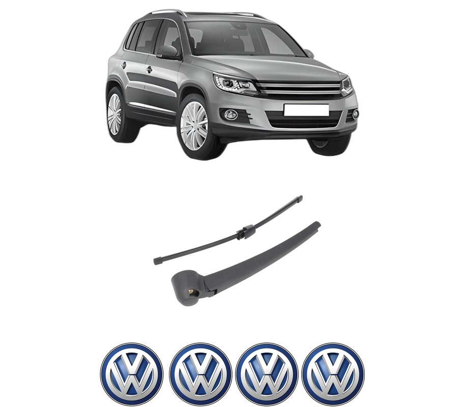 Set brat stergator spate cu lamela pentru VW TIGUAN (5N_) din 2007-2018, pentru spate, din cauciuc siliconat rezistent, Cri-Flo, 4 stickere auto VW