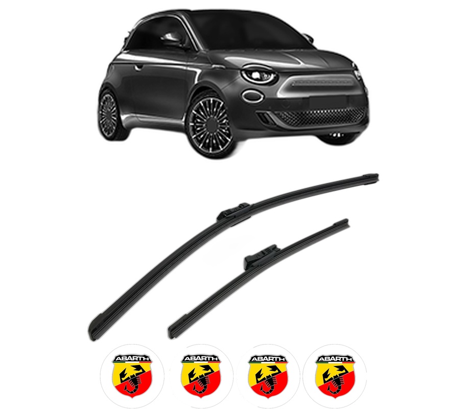 Set stergatoare auto ABARTH 500E Convertible (332_) din 2020-2023, pentru parbriz auto, 2 bucati, Bosch Aerotwin, din cauciuc siliconat rezistent, 4 Stickere Auto ABARTH