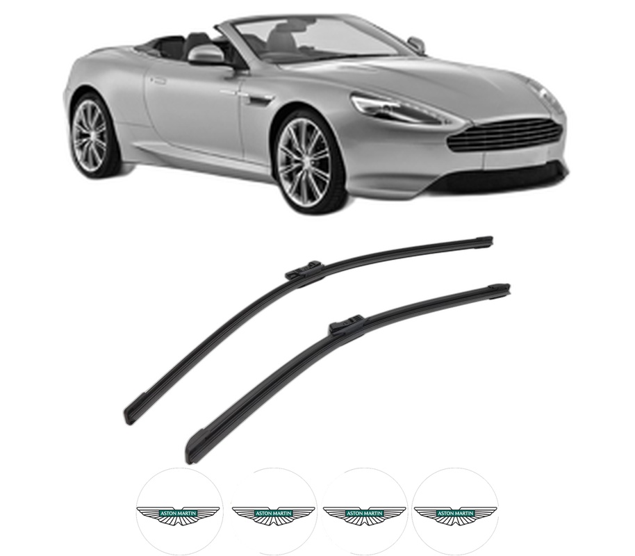 Set stergatoare auto ASTON MARTIN DB9 Volante din 2005-2016, pentru parbriz auto, 2 bucati, Bosch Aerotwin, din cauciuc siliconat rezistent, 4 Stickere Auto ASTON MARTIN