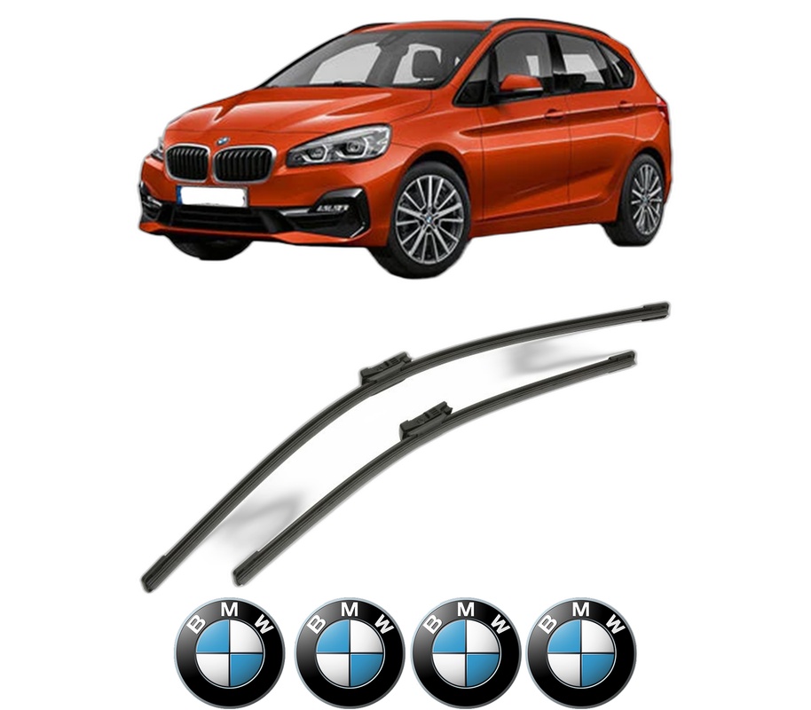 Set stergatoare auto BMW Seria 2 Gran Tourer (F46) din 2014-2020, pentru parbriz auto, 2 bucati, Bosch Aerotwin, din cauciuc siliconat rezistent, 4 Stickere Auto BMW Seria
