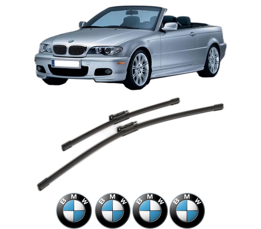 Set stergatoare auto BMW Seria 3 Convertible (E93) din 2006-2013, pentru parbriz auto, 2 bucati, Bosch Aerotwin, din cauciuc siliconat rezistent, 4 Stickere Auto BMW Seria