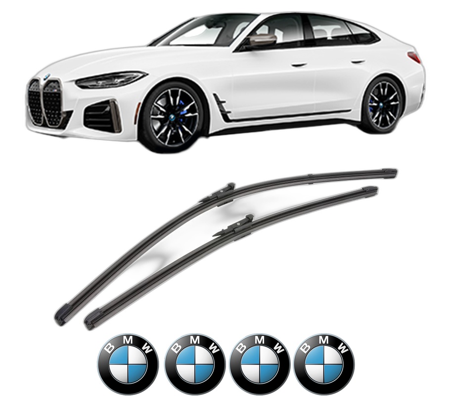 Set stergatoare auto BMW Seria 4 Gran Coupe (G26) din 2021-2024, pentru parbriz auto, 2 bucati, Valeo Silencio Xtrm, din cauciuc siliconat rezistent, 4 Stickere Auto BMW Seria