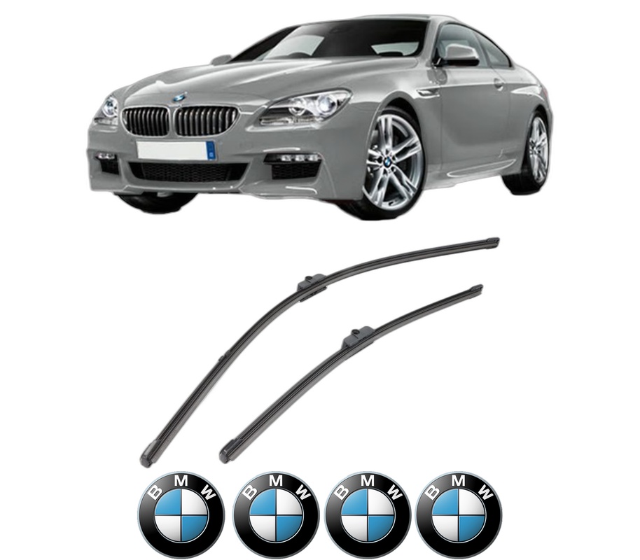 Set stergatoare auto BMW Seria 6 Coupe (F13) din 2011-2017, pentru parbriz auto, 2 bucati, Valeo Silencio, din cauciuc siliconat rezistent, 4 Stickere Auto BMW Seria