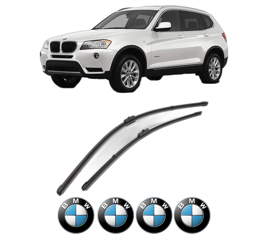 Set stergatoare auto BMW Seria X3 (F25) din 2010-2017, pentru parbriz auto, 2 bucati, Valeo Silencio Xtrm, din cauciuc siliconat rezistent, 4 Stickere Auto BMW Seria