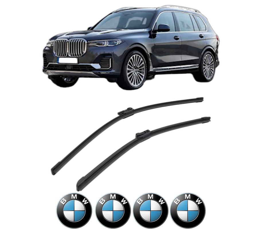 Set stergatoare auto BMW Seria X7 (G07) din 2019-2022, pentru parbriz auto, 2 bucati, Bosch Aerotwin, din cauciuc siliconat rezistent, 4 Stickere Auto BMW Seria