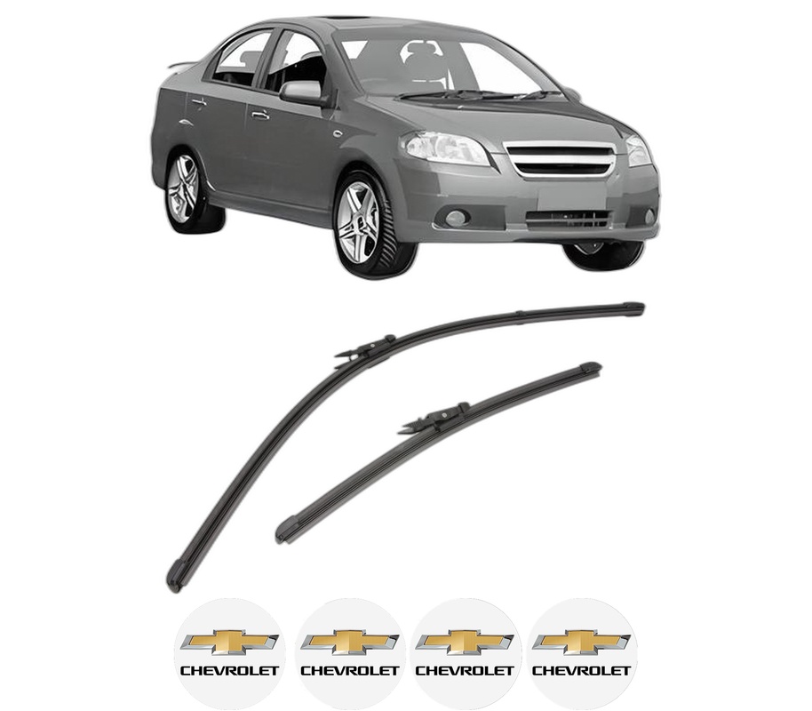 Set stergatoare auto CHEVROLET AVEO / KALOS Saloon (T250, T255) din 2005-2013, pentru parbriz auto, 2 bucati, Valeo Silencio Xtrm, din cauciuc siliconat rezistent, 4 Stickere Auto CHEVROLET