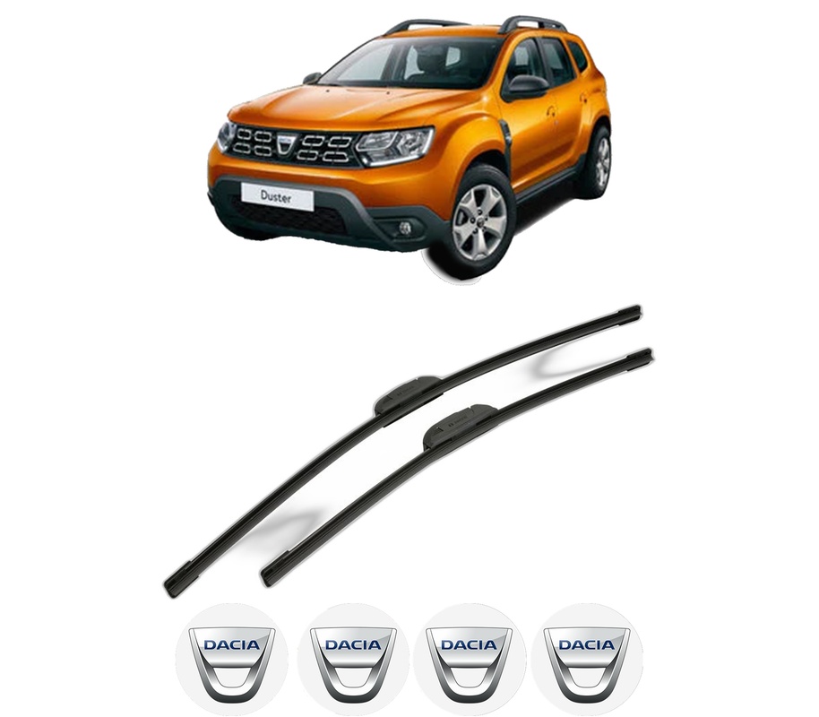 Set stergatoare auto DACIA DUSTER SUV Van din 2011-2018, pentru parbriz auto, 2 bucati, Bosch Aerotwin Retrofit, din cauciuc siliconat rezistent, 4 Stickere Auto DACIA