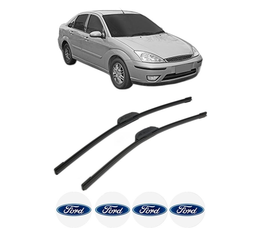 Set stergatoare auto FORD FOCUS I Saloon (DFW) din 1999-2002, pentru parbriz auto, 2 bucati, Bosch Aerotwin Retrofit, din cauciuc siliconat rezistent, 4 Stickere Auto FORD