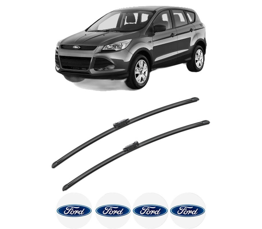 Set stergatoare auto FORD KUGA II VAN din 2014-2019, pentru parbriz auto, 2 bucati, Bosch Aerotwin, din cauciuc siliconat rezistent, 4 Stickere Auto FORD