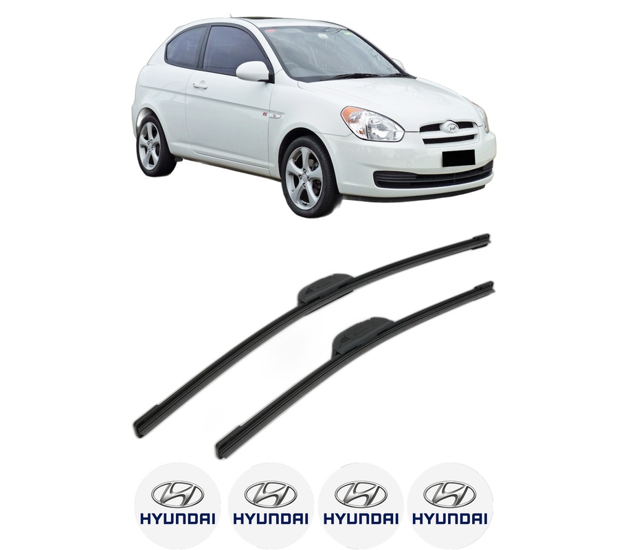 Set stergatoare auto HYUNDAI ACCENT III (MC) din 2005, pentru parbriz auto, 2 bucati, Bosch Aerotwin Retrofit, din cauciuc siliconat rezistent, 4 Stickere Auto HYUNDAI