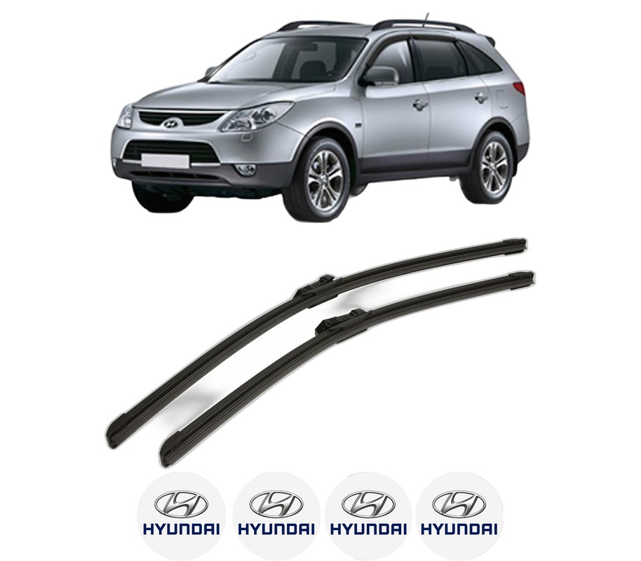 Set stergatoare auto HYUNDAI ix55 din 2008-2011, pentru parbriz auto, 2 bucati, Bosch Aerotwin, din cauciuc siliconat rezistent, 4 Stickere Auto HYUNDAI