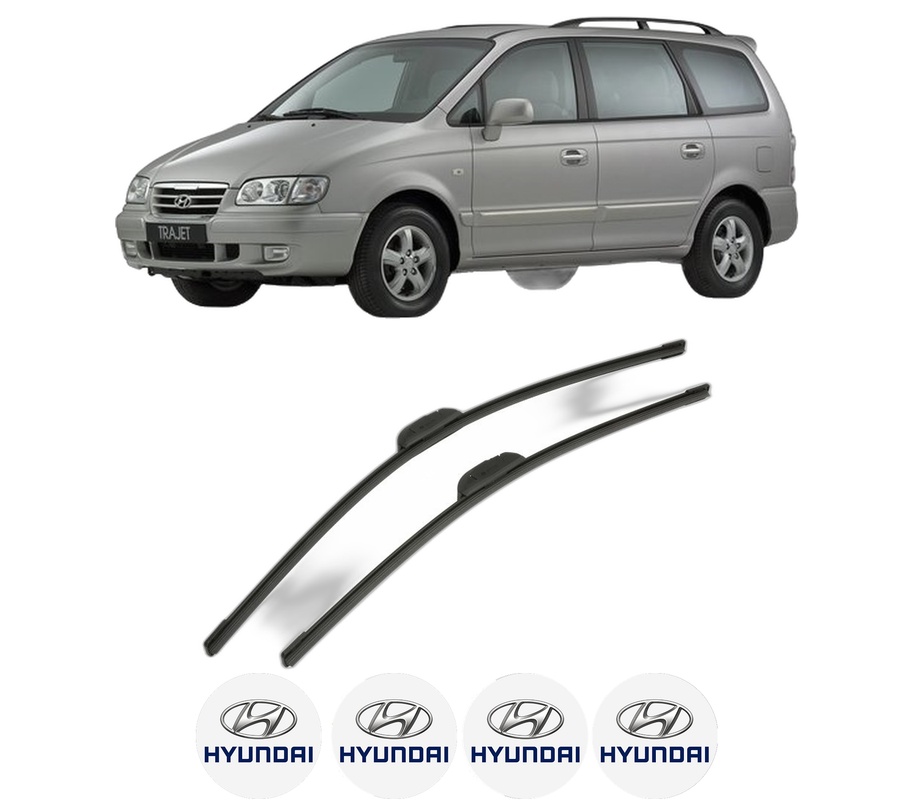 Set stergatoare auto HYUNDAI TRAJET (FO) din 2000-2005, pentru parbriz auto, 2 bucati, Bosch Aerotwin Retrofit, din cauciuc siliconat rezistent, 4 Stickere Auto HYUNDAI
