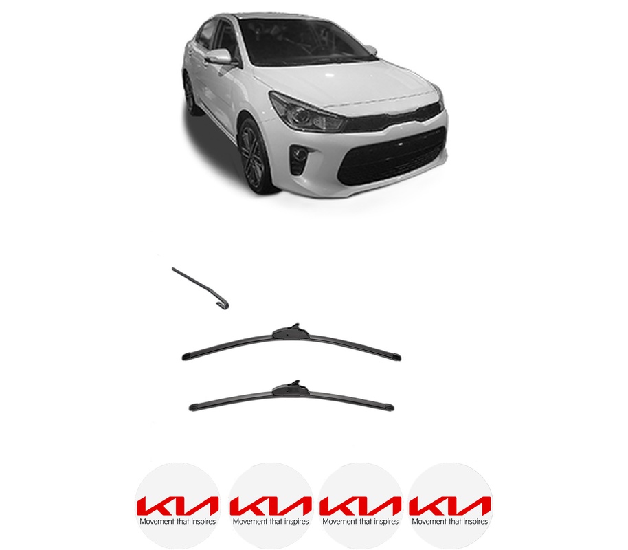 Set stergatoare auto KIA RIO IV (YB, SC, FB) din 2017-2023, pentru parbriz auto, 2 bucati, Valeo Silencio, din cauciuc siliconat rezistent, 4 Stickere Auto KIA