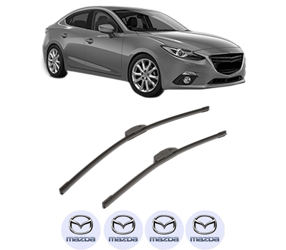 Set stergatoare auto MAZDA 3 Saloon (BM_, BN_) din 2013-2019, pentru parbriz auto, 2 bucati, Bosch Aerotwin Retrofit, din cauciuc siliconat rezistent, 4 Stickere Auto MAZDA