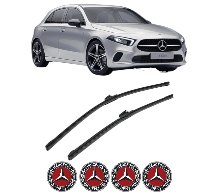 Set stergatoare auto MERCEDES-BENZ A-CLASS (W177) din 2018-2022, pentru parbriz auto, 2 bucati, Bosch Aerotwin, din cauciuc siliconat rezistent, 4 Stickere Auto MERCEDES-BENZ