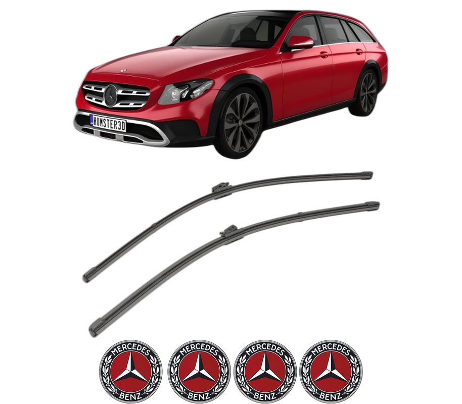 Set stergatoare auto MERCEDES-BENZ E-CLASS T-Model (S213) din 2016-2023, pentru parbriz auto, 2 bucati, Valeo Silencio, din cauciuc siliconat rezistent, 4 Stickere Auto MERCEDES-BENZ